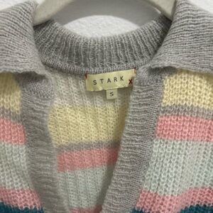 Stark Women's Striped Cardigan - Gray, Cream, Pink
